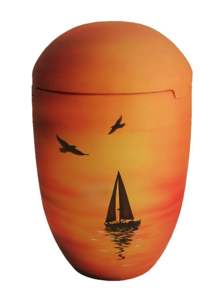 De Sob7027 Seeurne Urne Sonnenuntergang Segelboot Gelb Rot Orange See Urnen Kaufen