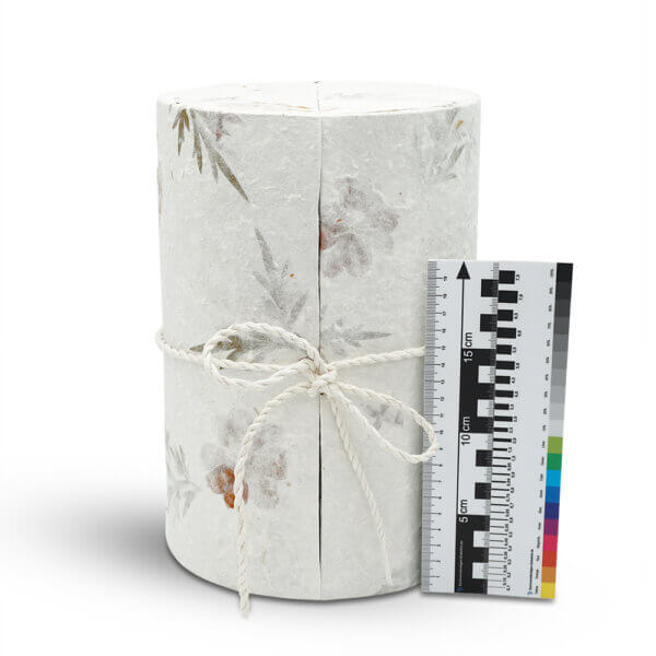 Paper Urn White With Dried Flowers And Scale