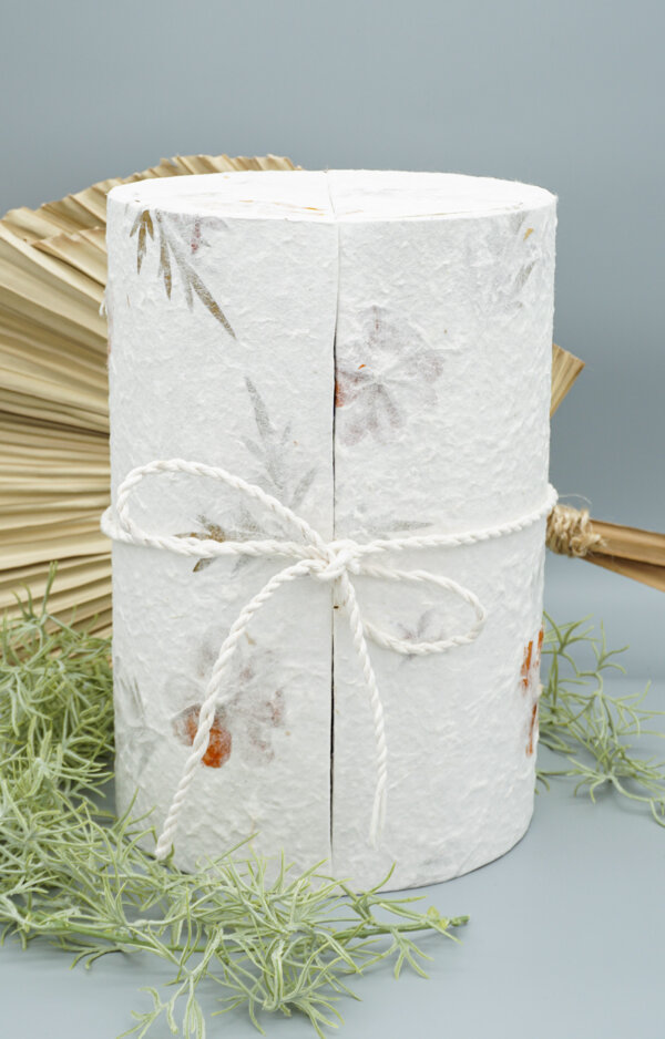 Paper Urn White With Dried Flowers And Decoration