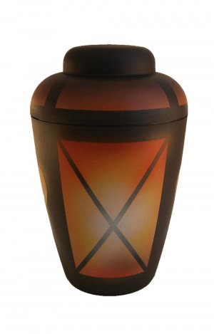 en BAS1310 airbrush funeral urn for human ashes orange black gold biodigradable urn