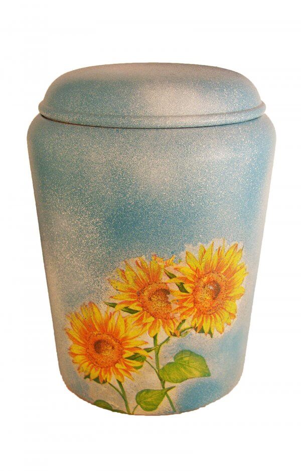 en BBS1725 biodigradable urn sunflower sky blue yellow funeral urn for human ashes