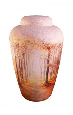 en BW1401 artist urn forest light funeral urns for human ashes cream white autumn