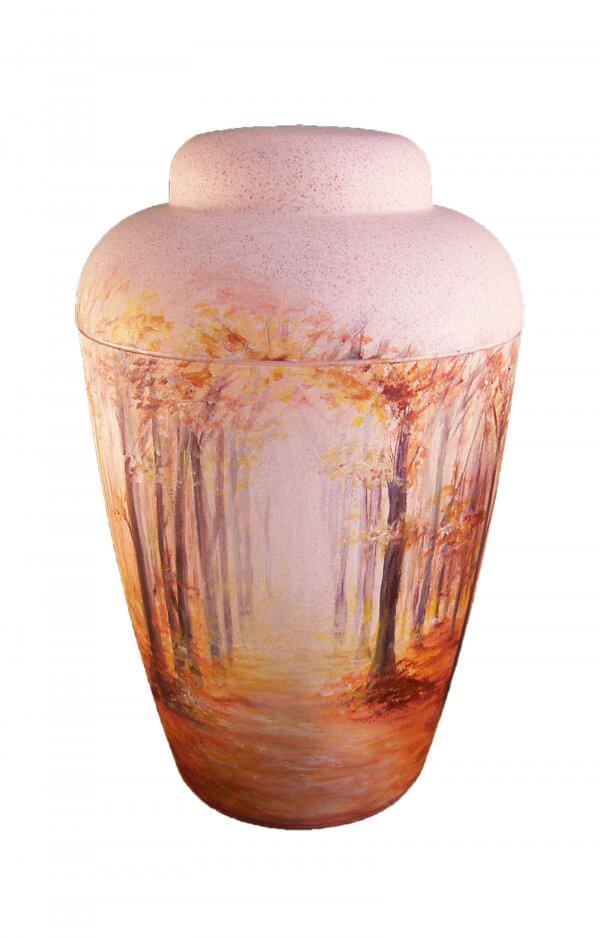 En Bw1401 Artist Urn Forest Light Funeral Urns For Human Ashes Cream White Autumn