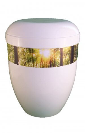 en BWG3705 biodigradable urn panorama forest white glossy funeral urn for human ashes