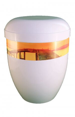 en BWG3709 biodigradable urn white glossy bridge lake