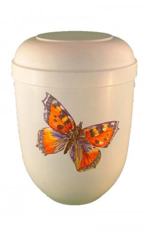 en BWS1731 biodigradable urn white butterfly light blue glossy funeral urn for human ashes