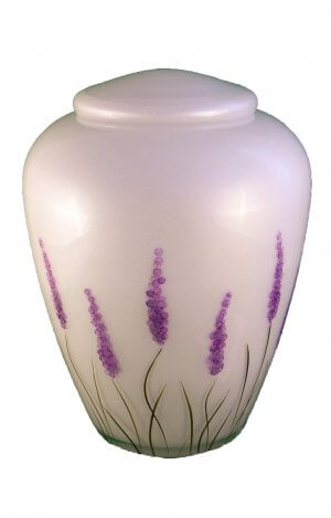 En G07 Glas Funeral Urn Flower Design Hand Painted