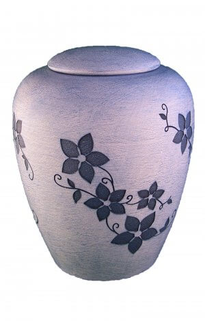 en K03 ceramic urn flower design light blue white