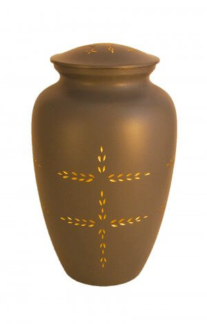 en MGK1003 brass urn cross grey gold funeral urns for human ashes on sale