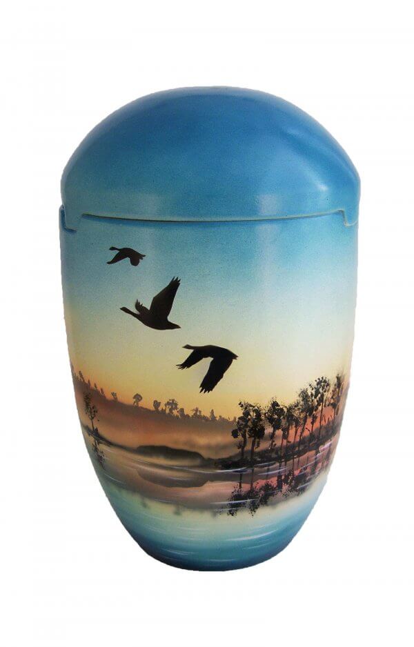 en SBG7030 sea urn blue sky sunrise birds biodigradable funeral urns on sale