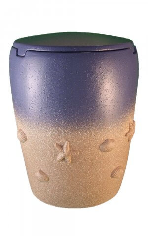 en SS7014 sea urn beach of memories blue beige funeral urns on sale