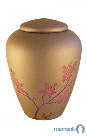 en G08 pink blossom glass urn