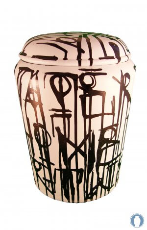 en KB01 biodegradable black and white abstract urn