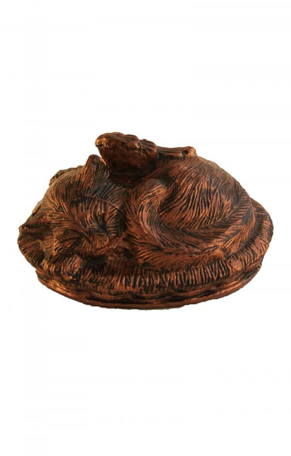 En Tib5003 Brown Alimnium Sleeping Cat Urn With Wings.jpg