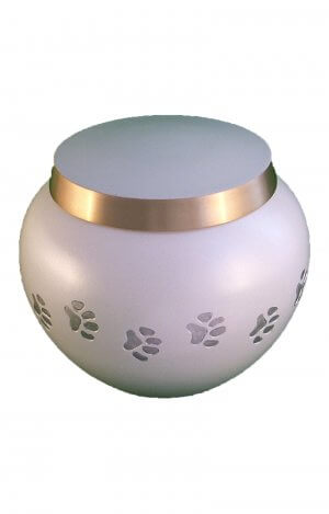 en TIB6012L white pawprint pet urn