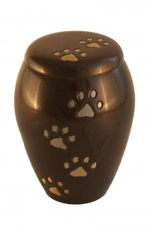 en TIB6045L brown and gold pawprint pet urn.jgp