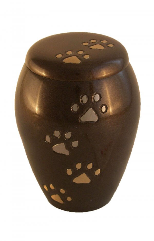 En Tib6045L Brown And Gold Pawprint Pet Urn.jgp