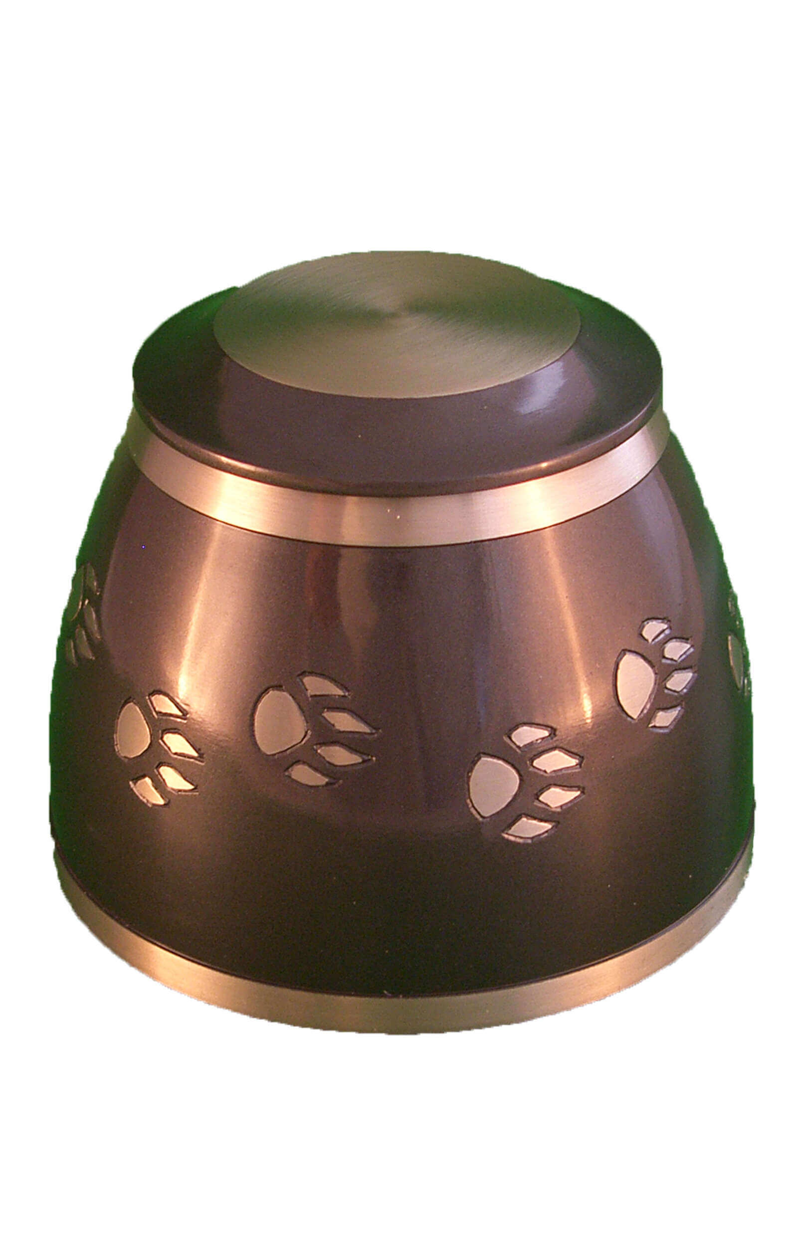 en TIB972 dark brown and bronze pawprints pet urn for ashes.jpg