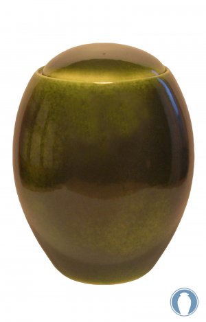 Olive green ceramic glazed urn