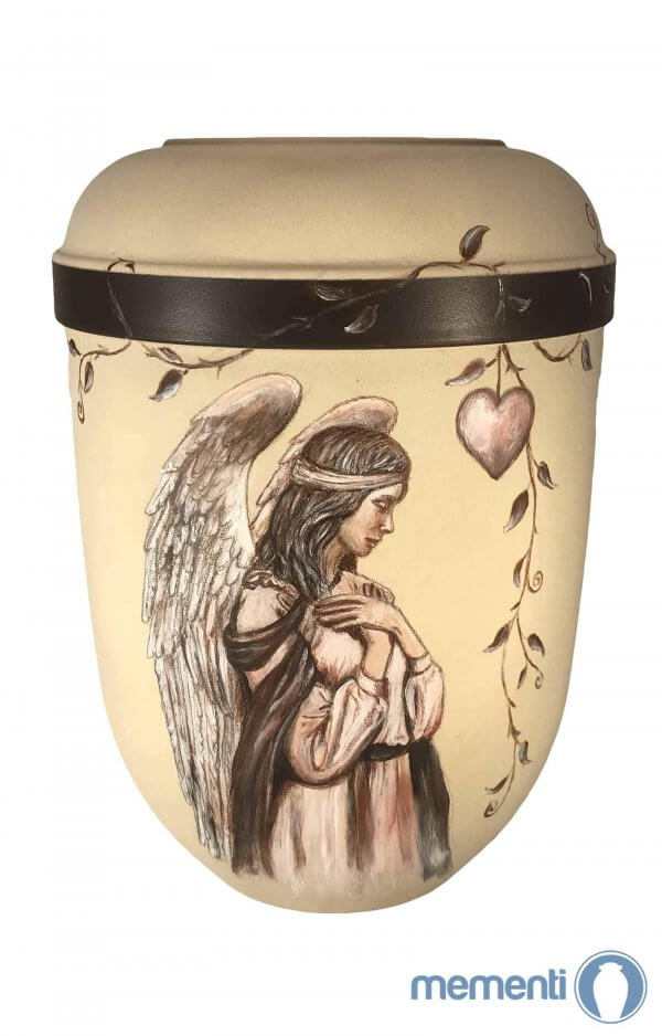 Solemn Biodegradable Cremation Urn With Sophisticated Angelic Relief