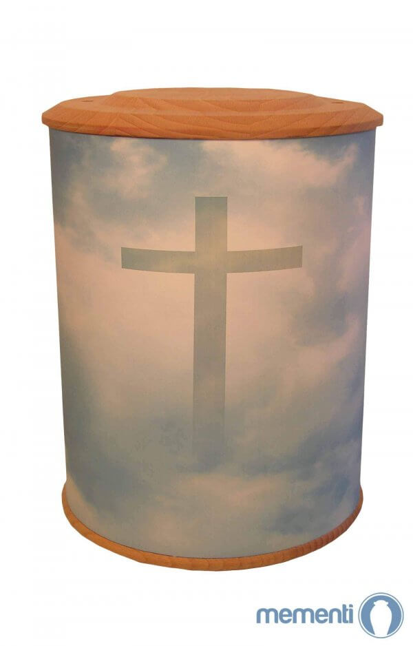 Biodegradable photo urn with divine cross