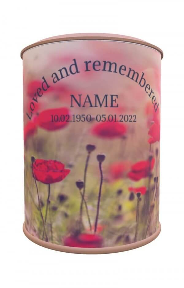Customised Urn With Poppy Field