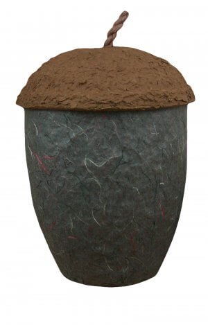 Grey acorn shape paper urn