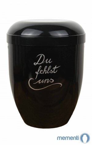 Black biodegradable urn du fehlst uns