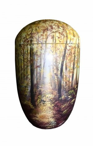 hand painted sea urn with autumn forest