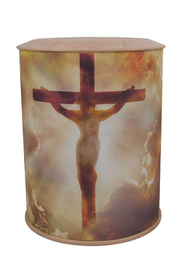Biodegradable Photo Urn With Cross And Jesus
