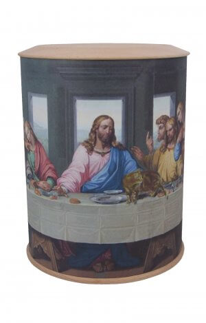 biodegradable photo urn with the last supper picture