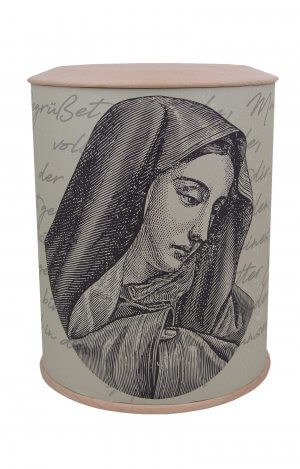 Biodegradable Photo Urn With Holy Virgin Mary In Black And White