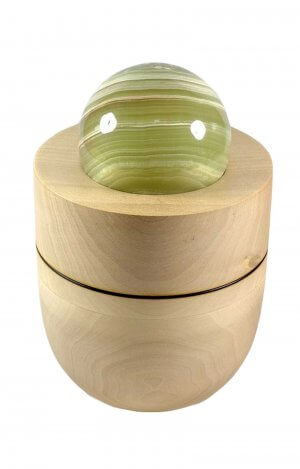 Basswood Pet Urn with onyx marble ball