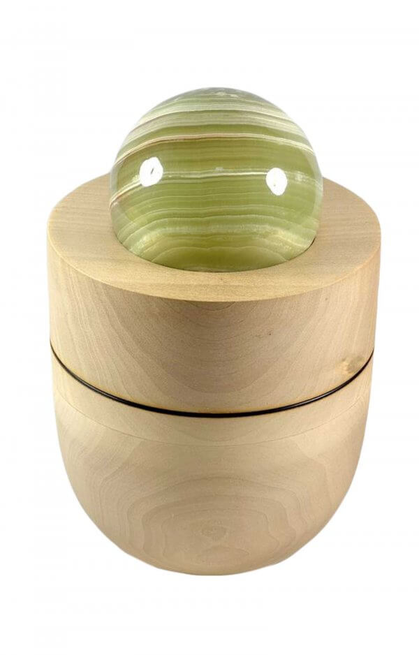 Basswood Pet Urn With Onyx Marble Ball
