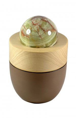 Basswood Pet Urn with onyx marble ball and chalk paint bottom