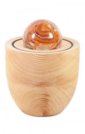 Basswood Pet Urn with onyx marble ball and brushed surface