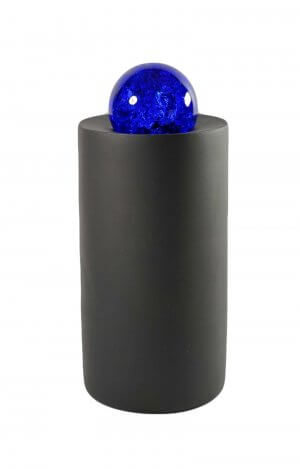 Basswood Pet Urn with cobalt blue effect crystal glass ball
