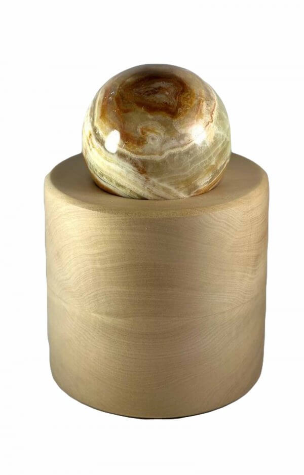 Basswood Pet Urn With Onyx Marble Ball
