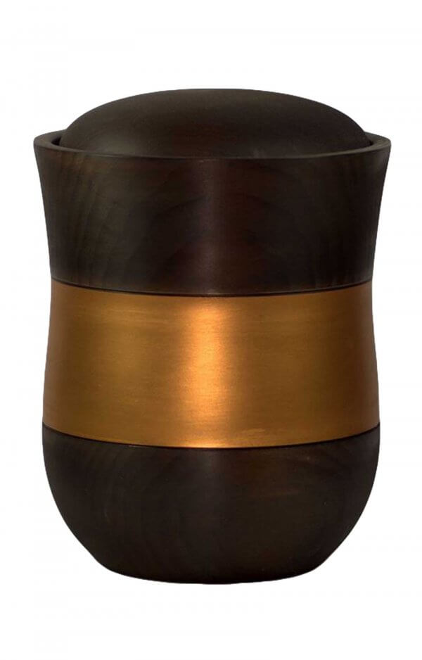 Basswood Pet Urn With Walnut Stain And Copper Paste
