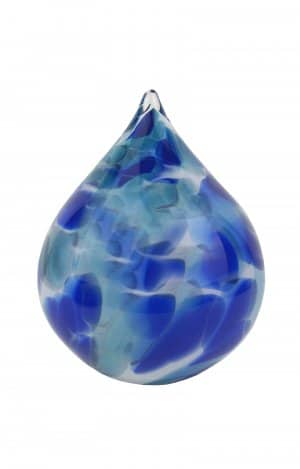 pet urn glas urn teardrop shape in blue