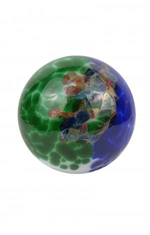 Glass Pet Urn with green and blue drop pattern