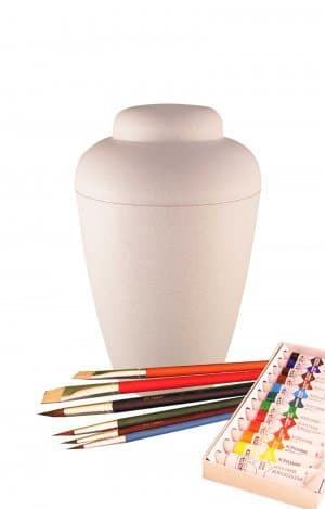 white pet urn painting set