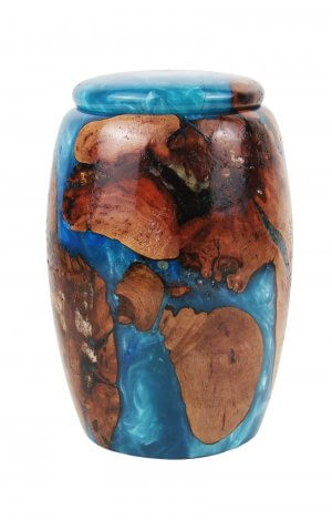 wood and resin pet urn