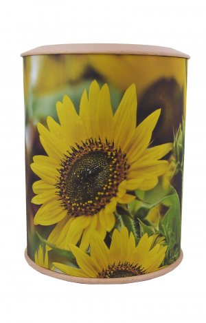 biodegradable photo urn with sunflowers