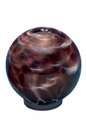 glass pet urn colorful red and black