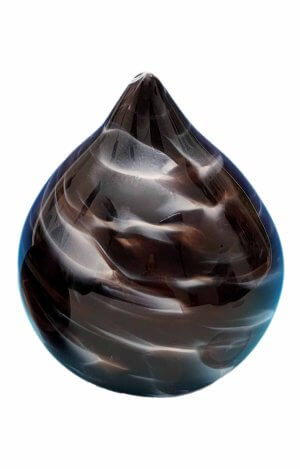 glass pet urn black red white patterned onion shape