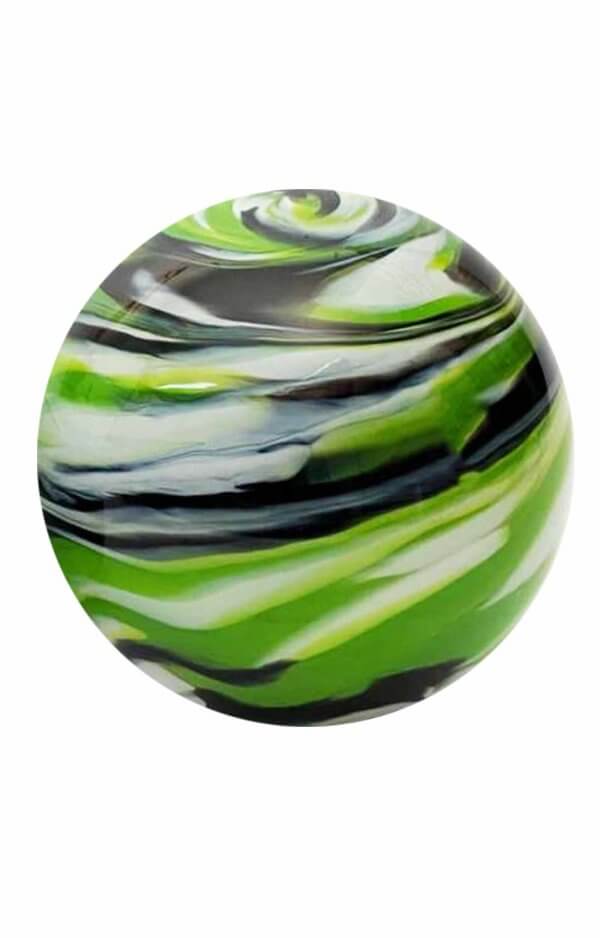 Glass Pet Urn Green Striped