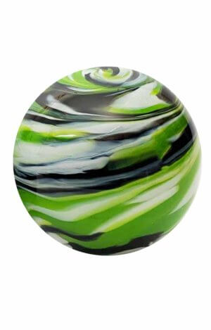 Glass Pet Urn green striped