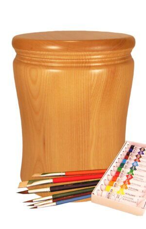 ash wood urn with painting set