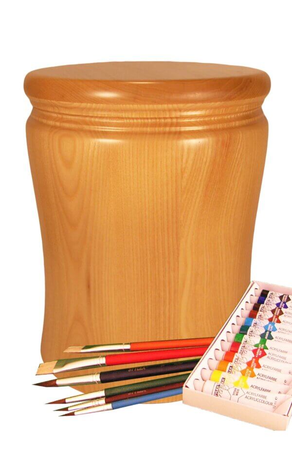 Ash Wood Urn With Painting Set